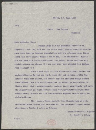 Brief an Max Burger : 18.06.1914