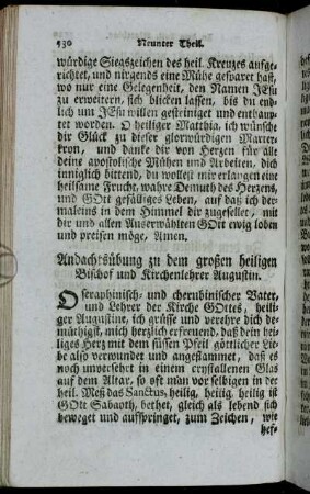 Andachtsübung zu dem großen heiligen Bischof und Kirchenlehrer Augustin. - Von dem heiligen Magno.