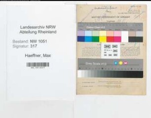 Entnazifizierung Max Haeffner , geb. 22.05.1901 (Agronom)