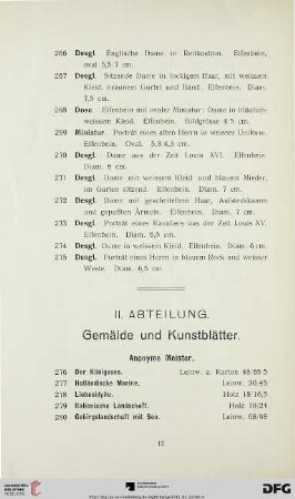 Gemälde und Kunstblätter (Nr. 276-405)