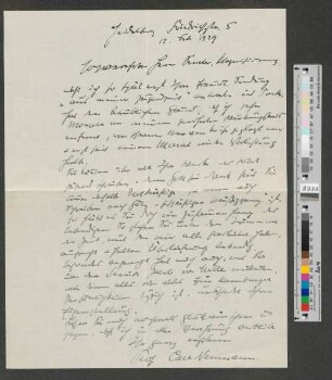 Brief an Werner von Melle