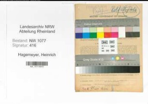 Entnazifizierung Heinrich Hagemeyer , geb. 05.02.1885 (Polizist)