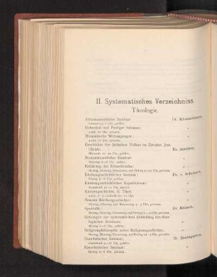 II. Systematisches Verzeichniss.