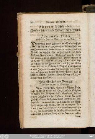 Zweyter Abschnitt. Von den Lehrern und Bischöfen des I. Seculi.