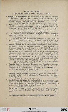 Alte Drucke und Klassiker des Altertums (Nr. 1-53)