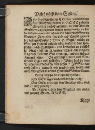 Valet nach dem Gesang.
