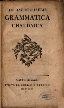 Jo. Dav. Michaelis Grammatica Chaldaica