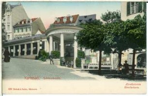 Karlsbad. Schlossbrunn (1910-1912) : Karlsbad, Marktplatz am Schloßberg. Neue Schloßkolonnade (Schlossbrunn, Burgquell-Kolonnade, 1910-1912; Friedrich Ohmann)