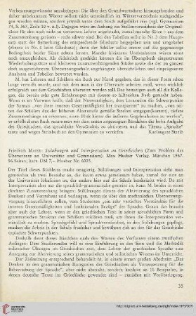 16: [Rezension von: Friedrich Maier, Stilübungen und Interpretation im Griechischen (Zum Problem des Übersetzens an Universität und Gymnasium)]