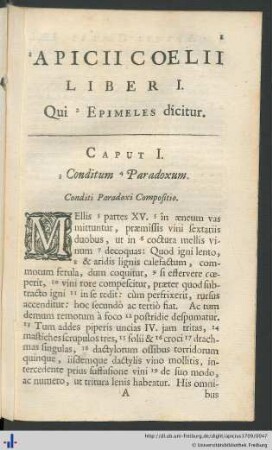 Liber I. Qui Epimeles dicitur.