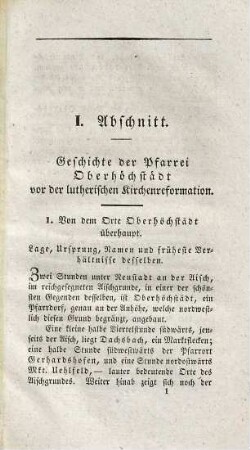 Geschichte der protestantischen Pfarrei Oberhöchstädt, Dekanats Uehlfeld, Landgerichts Neustadt an der Aisch
