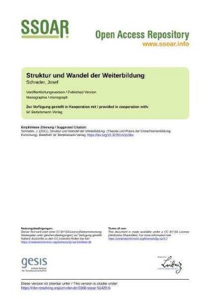 Struktur und Wandel der Weiterbildung