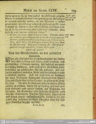 Artic. CCIV. Von den Gerichtskosten, an den peinlichen Gerichten