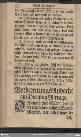 Vorbereitungs-Andacht am Dienstage