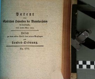 Patent die allzufrühen Heyrathen der Mannspersonen betreffend : vom 20sten May 1807.