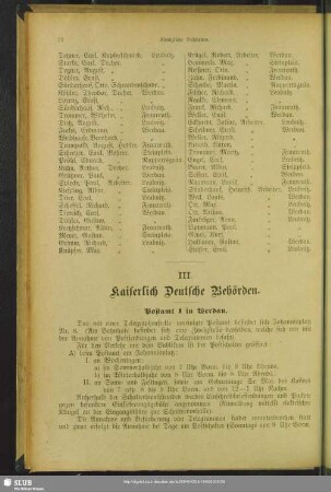 III. Behördenverzeichnis : III. Kaiserlich Deutsche Behörden