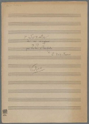 Sonatas, vl, pf, op.27, E-Dur - BSB Mus.ms. 23173-4 : 3 a Sonata // in mi maggiore // op. 27 // per Violono e Pianoforte // di // E. Wolf-Ferrari // Violino