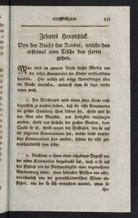 333-338, Zehntes Hauptstück. Von der Beicht der Kinder, welche das erstemal zum Tische des Herrn gehen.
