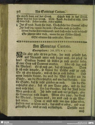 Am Sonntage Cantate. Evangelium, Joh. XVI. v. 5 - 15