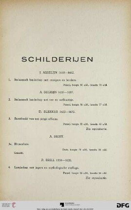 Schilderijen (Nr. 1-52)