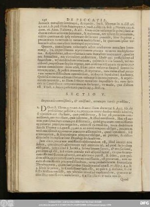 Sectio V. De peccatis commissionis, & omissionis, eorumque variis gradibus.