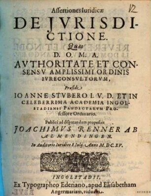 Assertiones iuridicae de iurisdictione