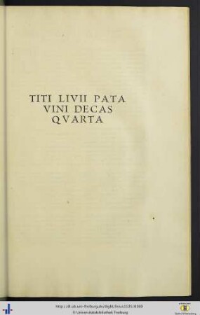 Titi Livii Patavini Decas Quarta.