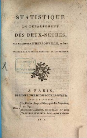 Statistique du département des Deux-Nethes