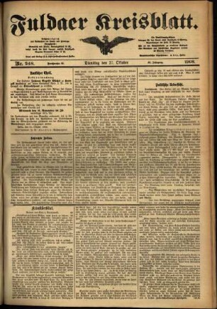 Ausgabe vom Dienstag, den 27. Oktober 1908.