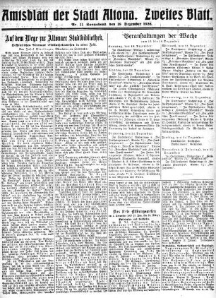 Nummer 51. Zweites Blatt. : Sonnabend, den 18. Dezember 1926