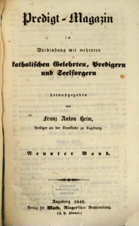 Predigt-Magazin. 9. 1842