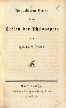 Schüchterne Blicke in die Tiefen der Philosophie
