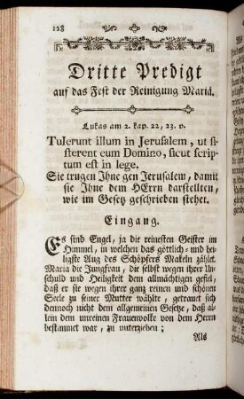Dritte Predigt auf das Fest der Reinigung Mariä.