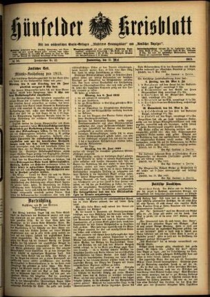Ausgabe vom Donnerstag, den 15. Mai 1913.