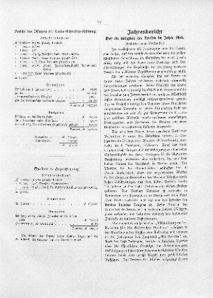 Jahresbericht über die Tätigkeit des Vereins im Jahre 1909