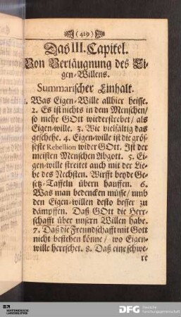 Das III. Capitel. Von Verläugnung des Eigen-Willens.
