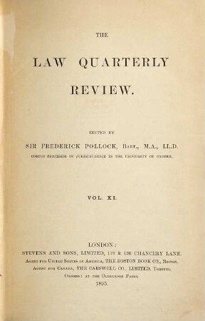 The Law quarterly review. 11. 1895