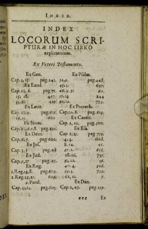 Index Locorum Scripturæ In Hoc Libro explicatorum.