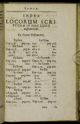 Index Locorum Scripturæ In Hoc Libro explicatorum.