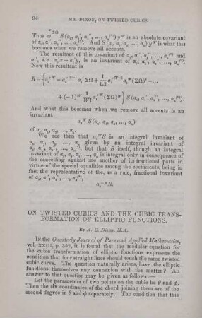 On twisted cubics and the cubic transformation of elliptic functions.