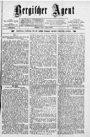Bergischer Agent. 1903-1905