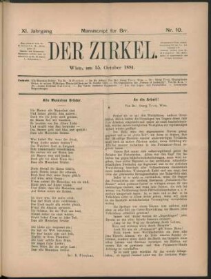 Nr. 10. Wien, am 15. October 1881.