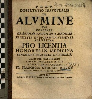 Dissertatio Inavgvralis De Alvmine