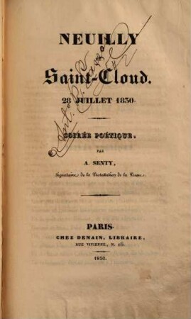 Neuilly et Saint-Cloud, 28 juillet 1830 : soirée poétique