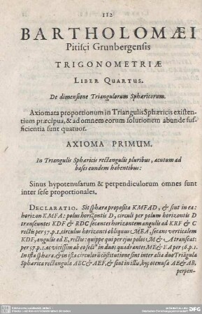 Liber Quartus. De dimensione Triangulorum Spharicorum.