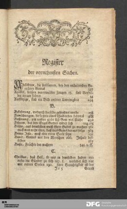 Register der vornehmsten Sachen.