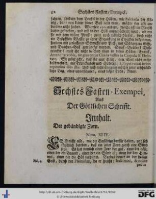 Sechstes Fasten-Exempel, aus der Göttlichen Schrifft.