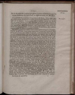 Sur la diversité des couleurs qu´offrent certains minéraux lorsque les rayons lumineux les traversent en différens sens;