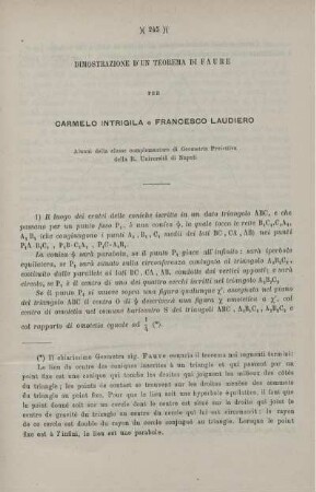 Dimostrazione d'un teorema di Faure.