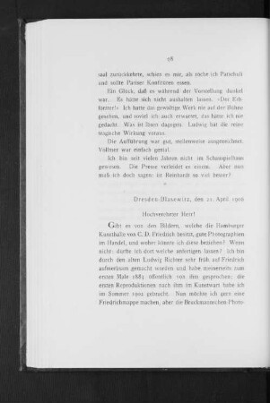 Dresden-Blasewitz, den 21. April 1906
